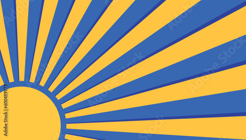Circular Blue Yellow Striped Background Rectangle Side Scrolling with Space for Insertion - Sunburst, Radial