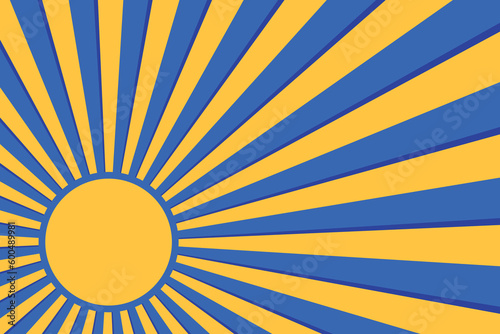 Circular Blue Yellow Striped Background Rectangle Side Scrolling with Circle for Insertion - Sunburst, Radial