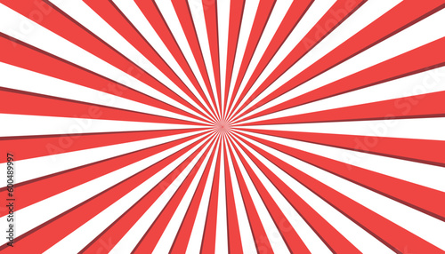 Circular Red White Striped Background Rectangle - Sunburst, Radial