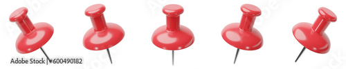 set of 3d red pin on transparent background, PNG transparent, isolated, slightly above angle
