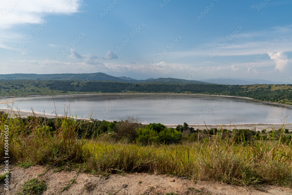 Lake Nyamunuka in Uganda, a crater lake near Queen Elizabeth National Park