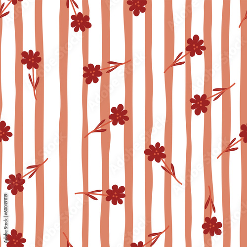 Little flower seamless pattern in naive art style. Decorative floral ornament wallpaper.