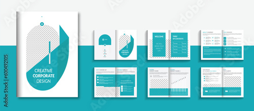Corporate multipage brochure template layout design, company profile brochure template layout design, business profile template design, 12-page, annual report, minimal, editable businss brochure.