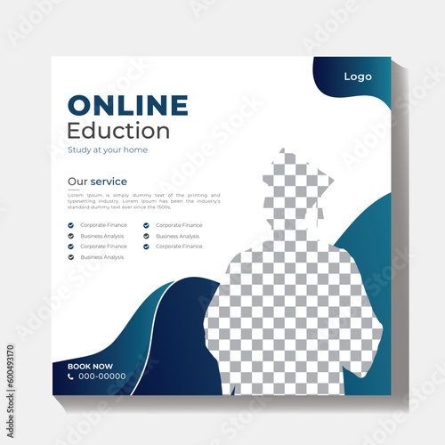 Online education social media post template design vector