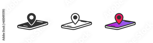 Free Download Geolocation icon on light background. Map symbol. Position, navigation, place, road, gps, map pin. Flat and colored style. Flat design. - GFXLoad