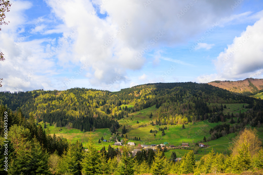 View over the mountains of the Black Forest near Menzenschwand