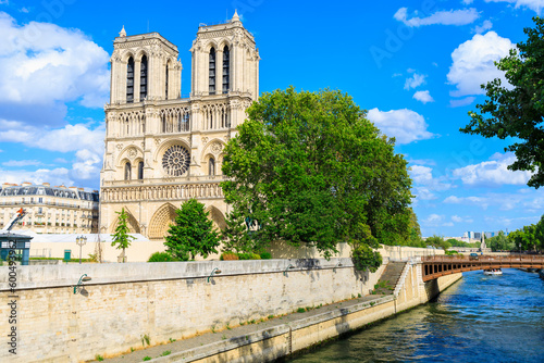 View with Notre-Dame de Paris and Seine river in Paris, France, Europe