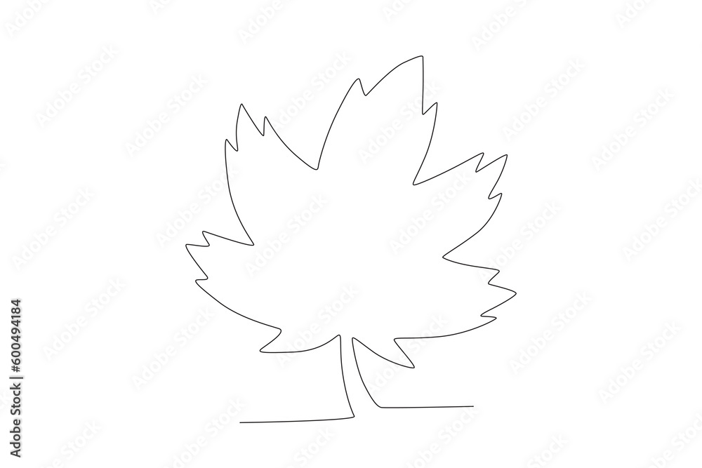 A maple leaf symbol of Canada. Canada Day one-line drawing