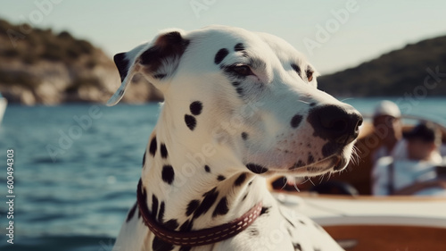 A dog in a boat