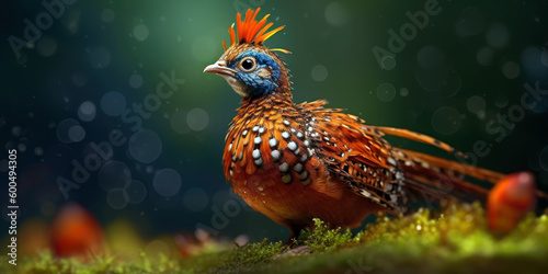 pheasant bird, bright wildlife, vibrant blured background, Generative AI photo