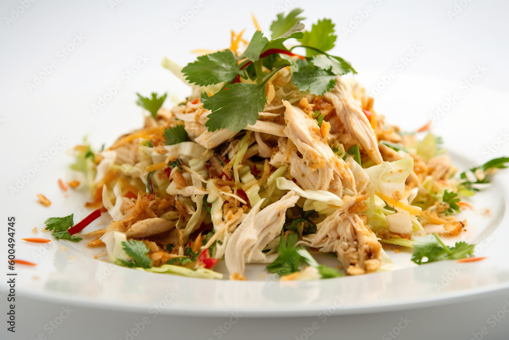 Goi Ga - a flavorful chicken salad made with cabbage, herbs, and a spicy, AI generartive Vietnamese dish Generative AI Goi Ga - a flavorful chicken salad made with cabbage, herbs, and a spicy, AI generartive Vietnamese dish Generative AI