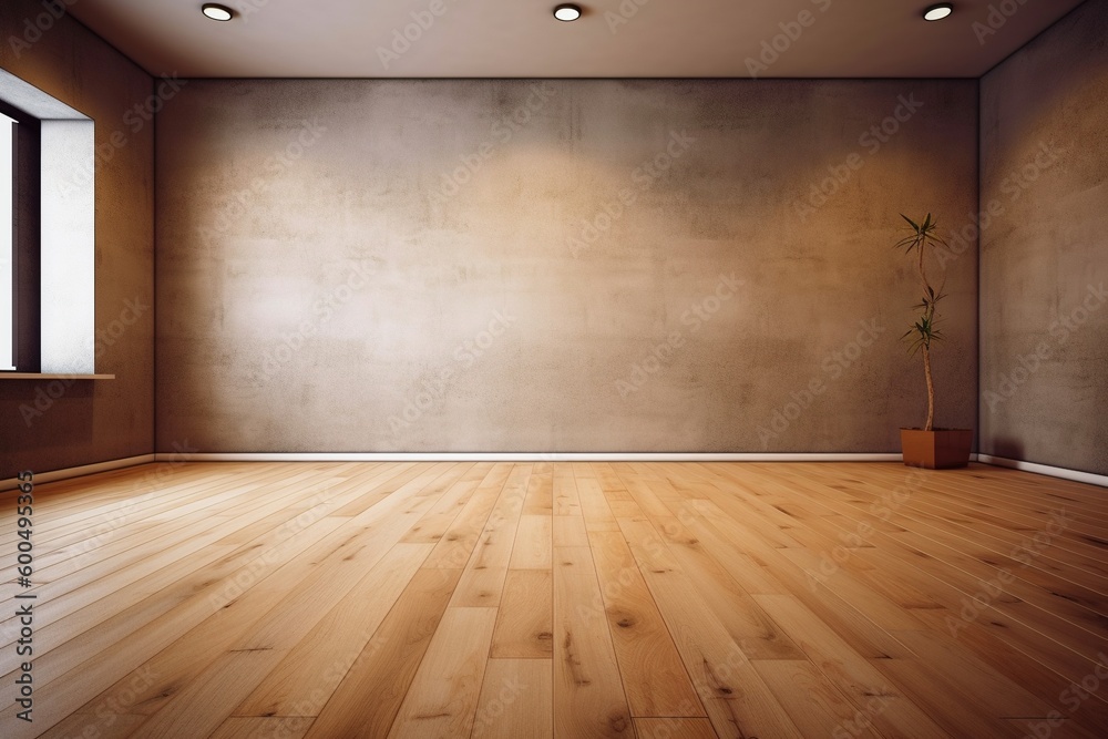 Empty Room Interior with wooden floor -Ai Empty Room Interior with wooden floor -Ai