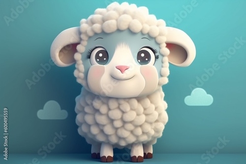 A sheep with a blue background and a blue background.