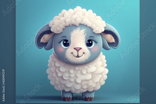 A sheep with a blue background and a blue background.