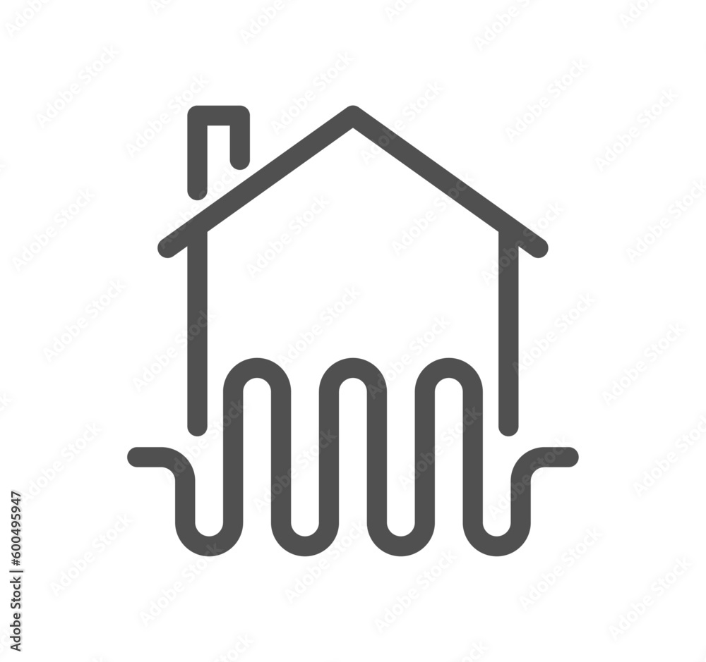 House heating related icon outline and linear vector. House heating related icon outline and linear vector.