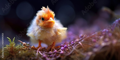 chicken bird, bright wildlife, vibrant blured background, Generative AI