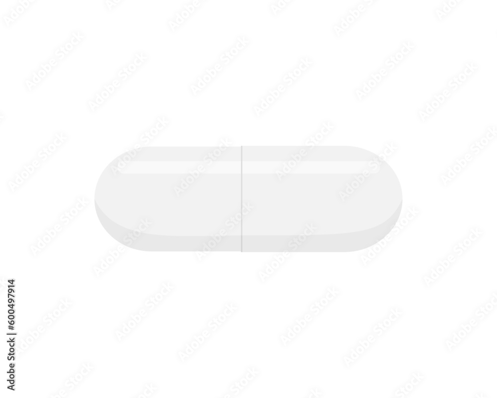 White pill capsule isolated on white background White pill capsule isolated on white background