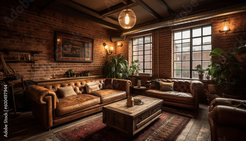 Luxury modern living room with comfortable sofa generated by AI