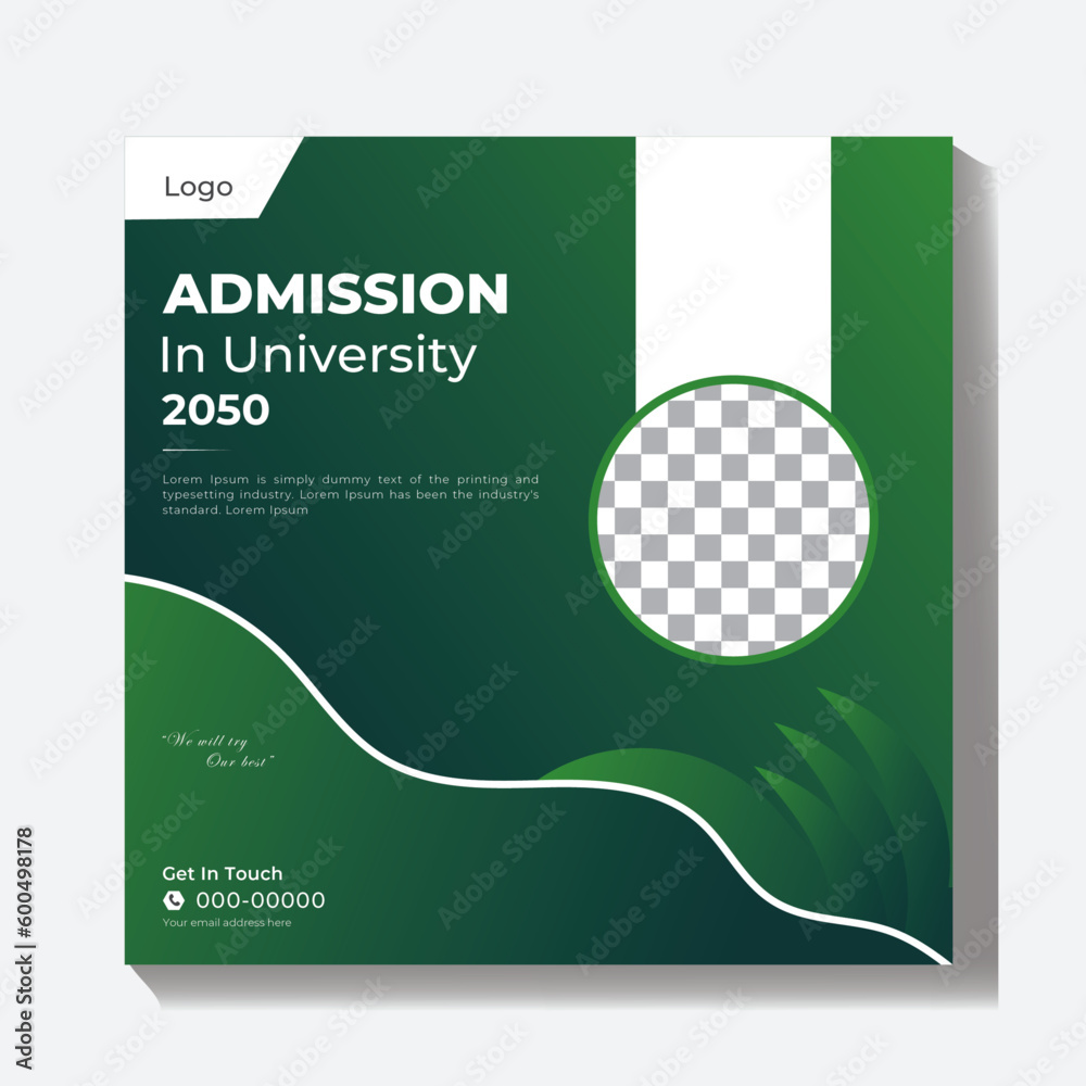Creative and modern education admission social media post template Creative and modern education admission social media post template