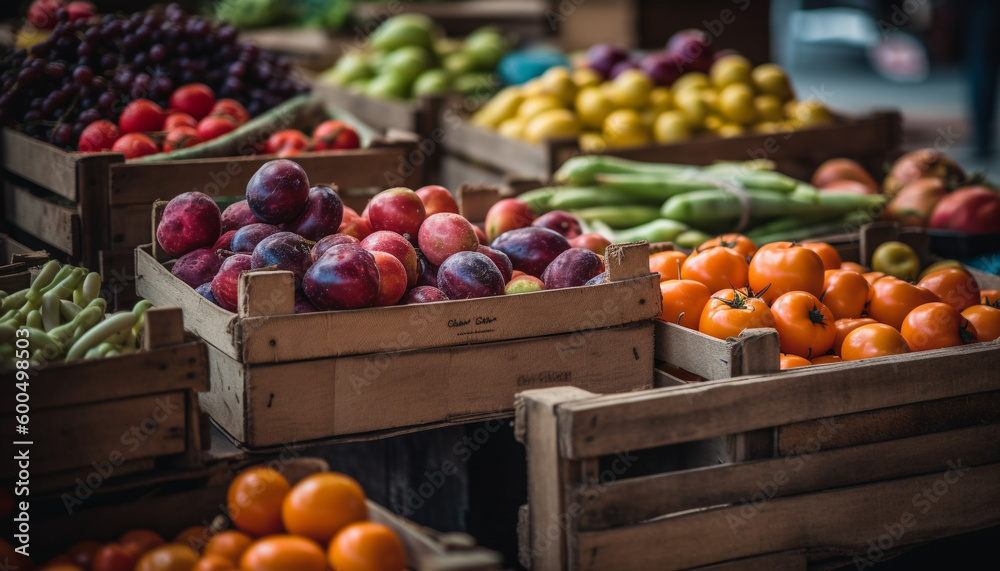 Abundance of fresh, organic fruits and vegetables generated by AI