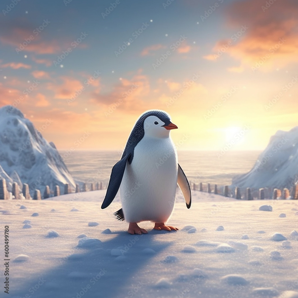 determined penguin created with generative AI software