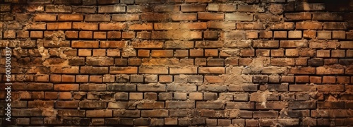 Background of High-contrast chiaroscuro lighting of a brick wall in a lightbox. Generative AI