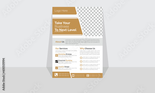 Modern Corporate and Creative Flyer Design Template Vertical Name Flyer Simple and Clean Orange and Black white Business Flyer Vector Illustration Colorful Gradient Flyer Design Brochure Design Banner
