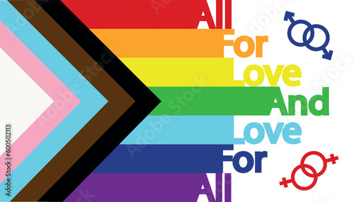 All for love and love for all, LGBT flag and inscription