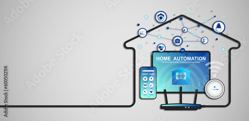 Home automation, Smart home intelligent system, Application on smartphone for security camera, Electric appliance or Device control, Infographic program for monitoring or management in the buildings.