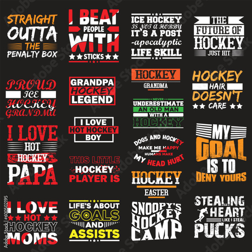 Hockey typography t shirt design bundle