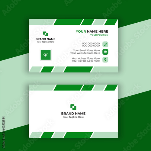 green template, clean business card design.