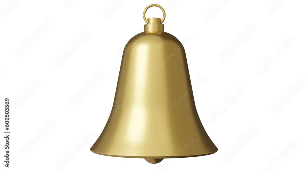 Golden bell isolated on transparent background. Minimal concept. 3D render Golden bell isolated on transparent background. Minimal concept. 3D render