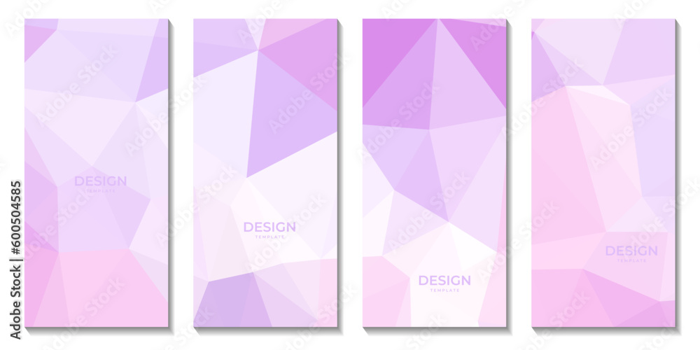 set of brochures abstract pink purple geometric triangles background for business