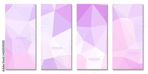 set of brochures abstract pink purple geometric triangles background for business