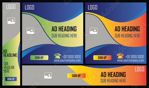 100% multi size editable creative social media ad template for business with professional colors