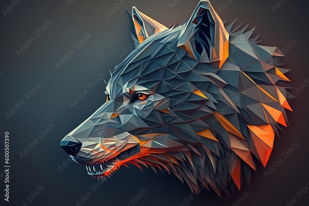 Fototapeta Lowpoly Alpha Wolf with Background