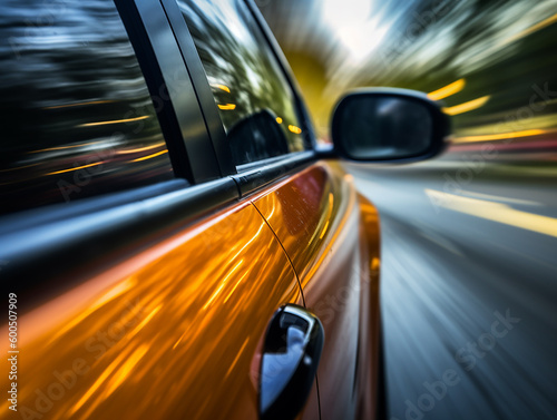 Fast vehicle moving on Motion blur background
