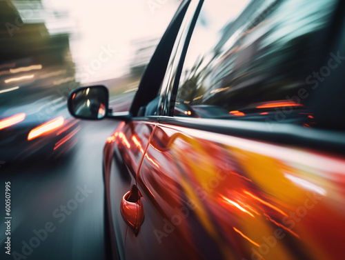 Fast vehicle moving on Motion blur background