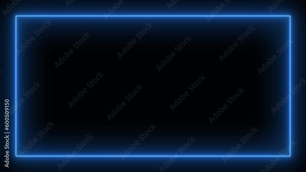 Rectangular frame of blue light like neon on a black background Rectangular frame of blue light like neon on a black background