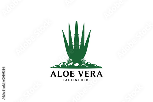 Nature green aloe vera logo design vector