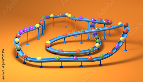 Small balls roll along the marble run