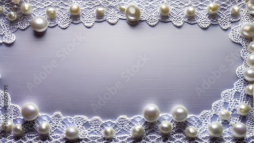 Timeless Elegance: A Delicate Touch of White Lace on a Grey Background photo
