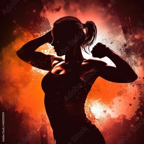 silhouette of a girl exercising, stretching