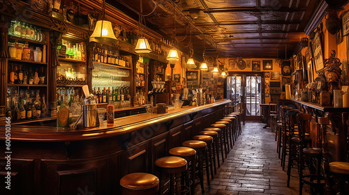 The interior of Irish Pub. Generative Ai