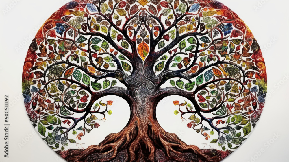 Naklejka premium Celtic style Tree of Life created with generative AI technology
