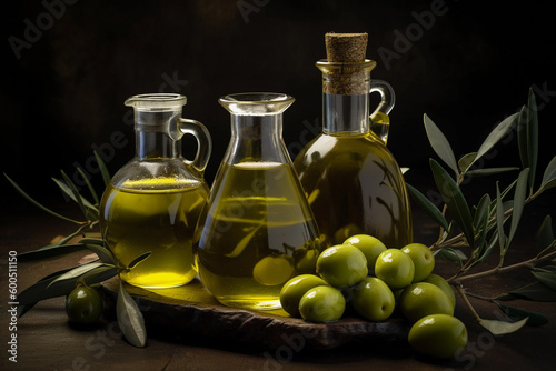 Olive oil in jars. AI Generated