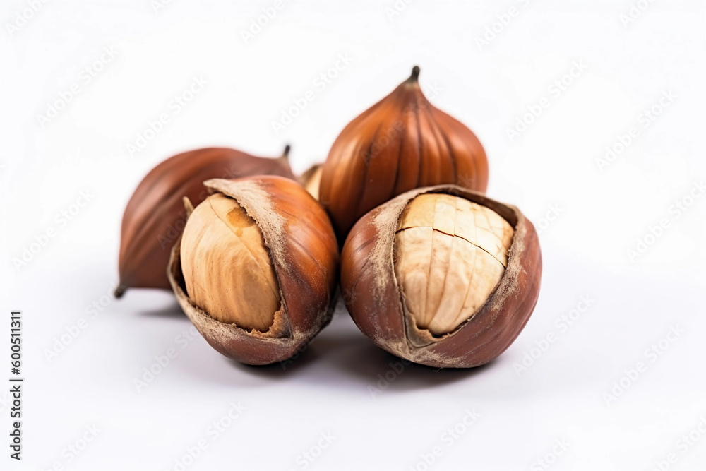 Obraz premium Hazel nut on a white background. AI Generated