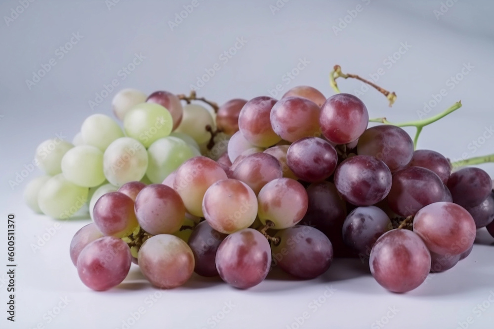 Grapes on a white background. AI Generated