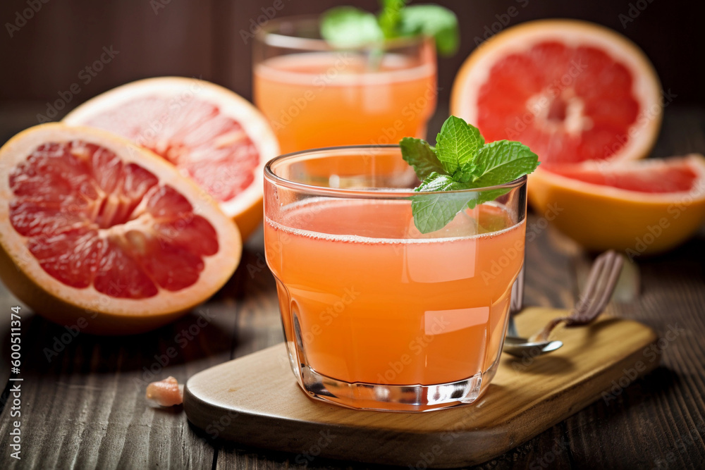 Grapefruit juice in glass. AI Generated Grapefruit juice in glass. AI Generated