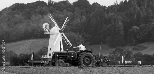 old farm tractor in field